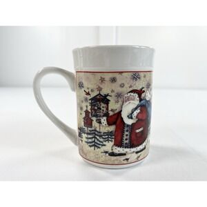 Vintage Holiday Home Santa Birdhouses Birds Cardinal Coffee‎ Mug Debi Hron Decor